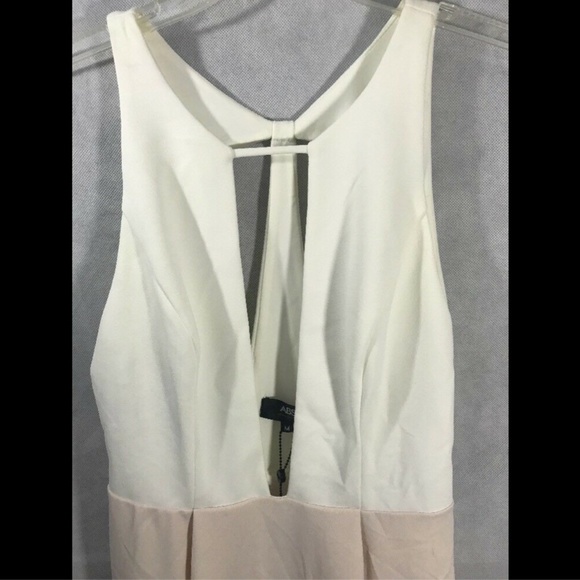 NWT ABS‎ by Allen Schwartz Two-Tone Cutout Maxi Gown Ivory-Pink [SZ Medium ] - Picture 4 of 8